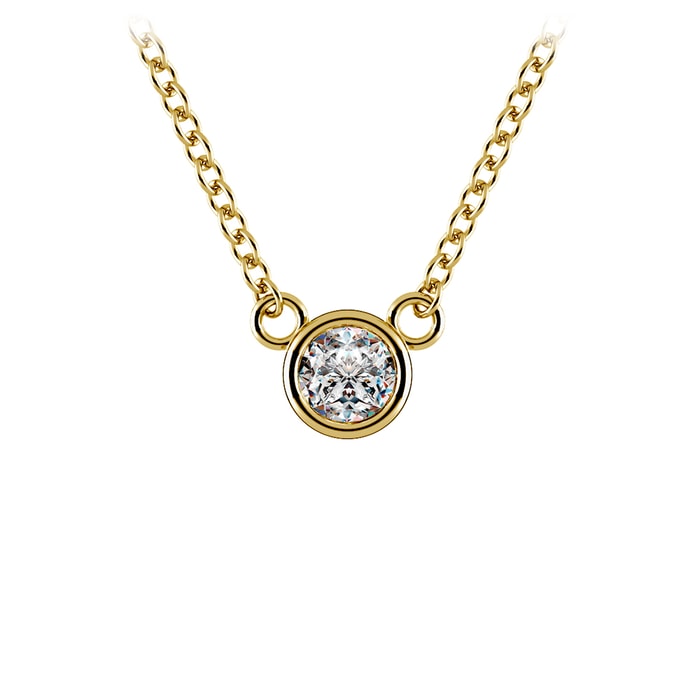 1/5 Ctw Bezel Diamond Solitaire Necklace In Yellow Gold