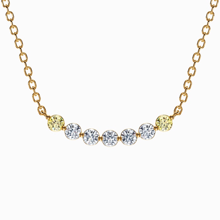 Curved Necklace with Intense Yellow Lab Diamond accents in Yellow Gold (1 Carat)