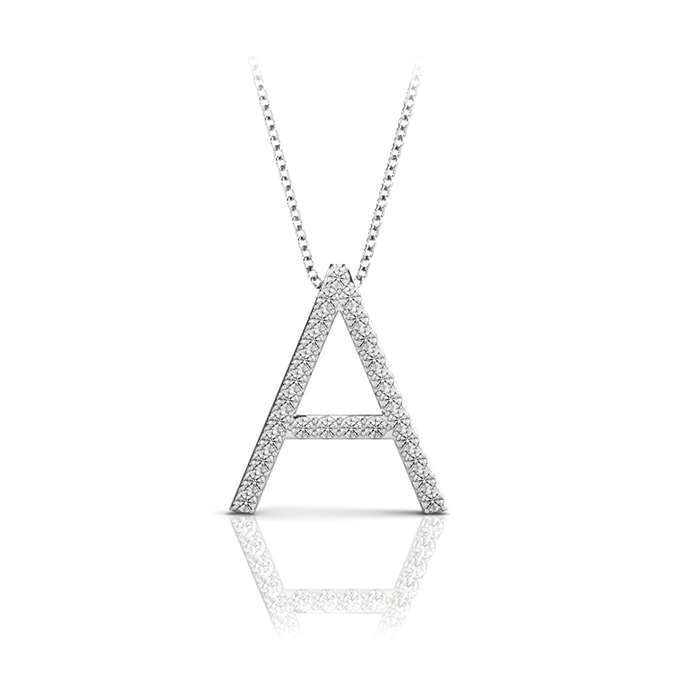Diamond Initial Necklace - A