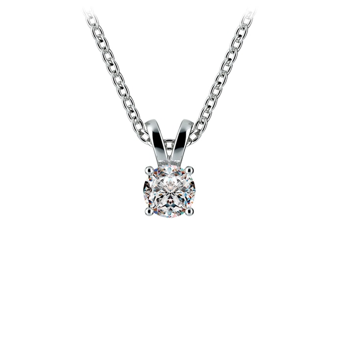 Round Diamond Solitaire Pendant in White Gold (1/3 ctw)