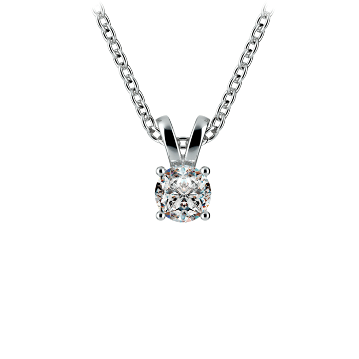 Dainty 1/4 Carat Round Diamond Necklace In White Gold
