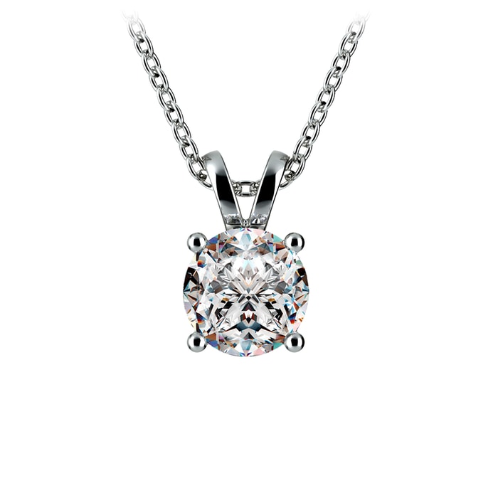 Classic 1 Carat Round Diamond Pendant In White Gold 