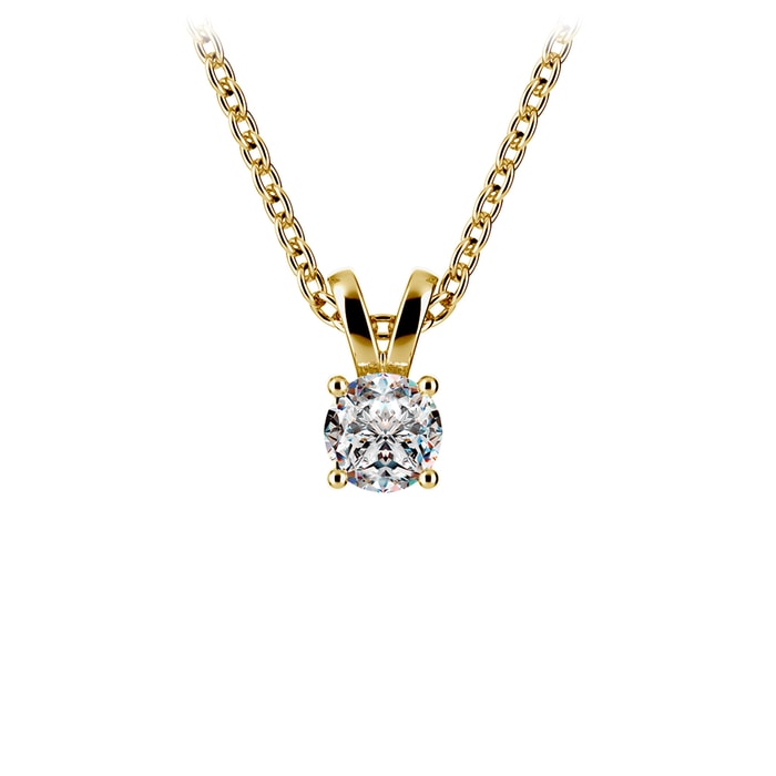 Round Cut Diamond Solitaire Pendant In Yellow Gold (1/3 Ctw)