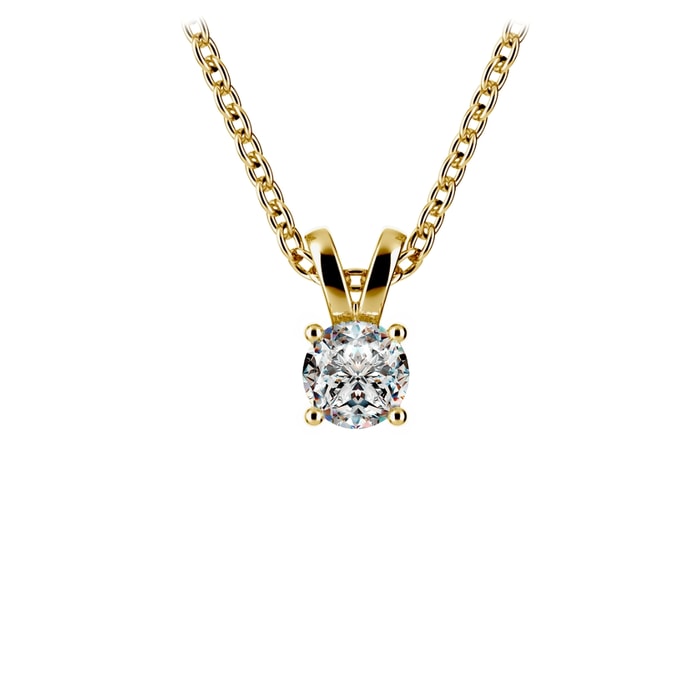 Dainty 1/4 Carat Round Diamond Necklace In Yellow Gold