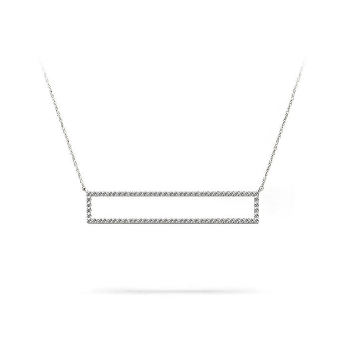 Open Rectangle Diamond Necklace In White Gold (3/8 Ctw)