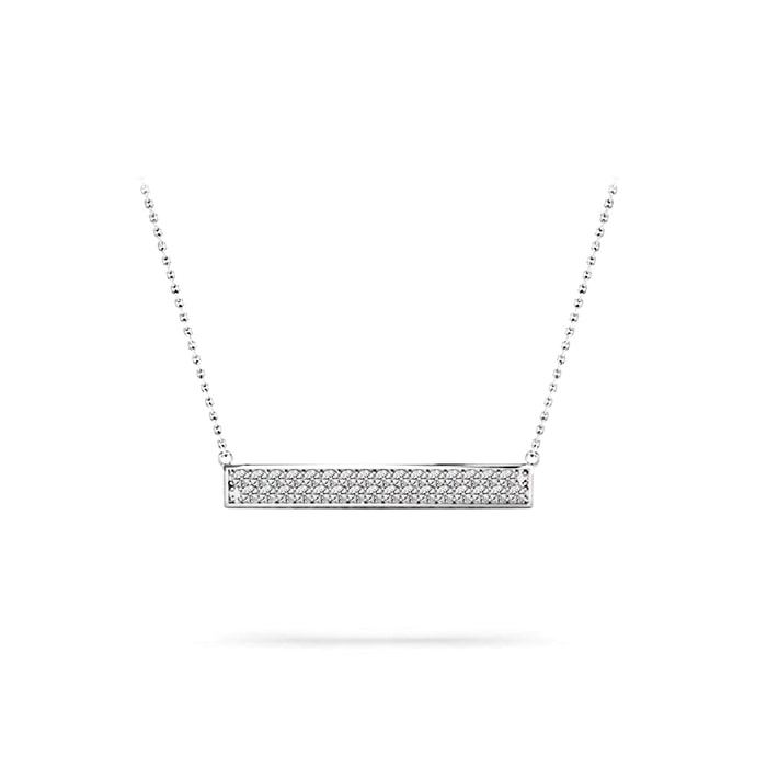 Double Row Diamond Necklace In White Gold