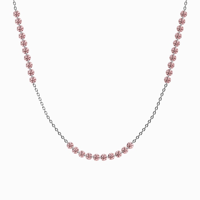 Floating Pink Lab Diamond Station Necklace in White Gold (3.88 Carat)