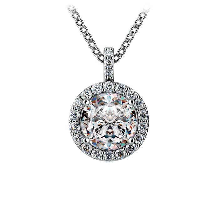 White Gold Halo Diamond Necklace (1 1/2 Ctw)