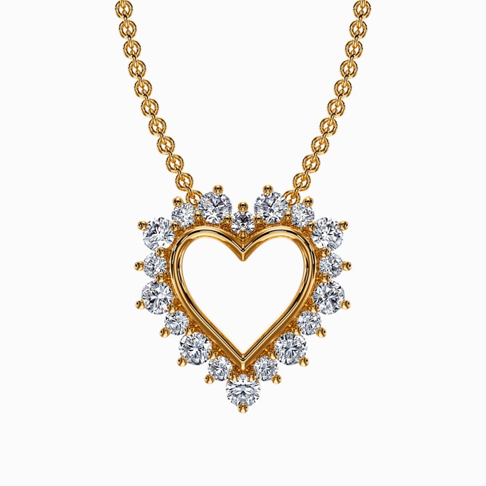Heart Shape Halo Lab Diamond Pendant in Yellow Gold (0.75 Carat)