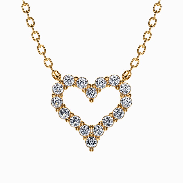 Heart Shape Petite Lab Diamond Pendant in Yellow Gold (0.60 Carat)
