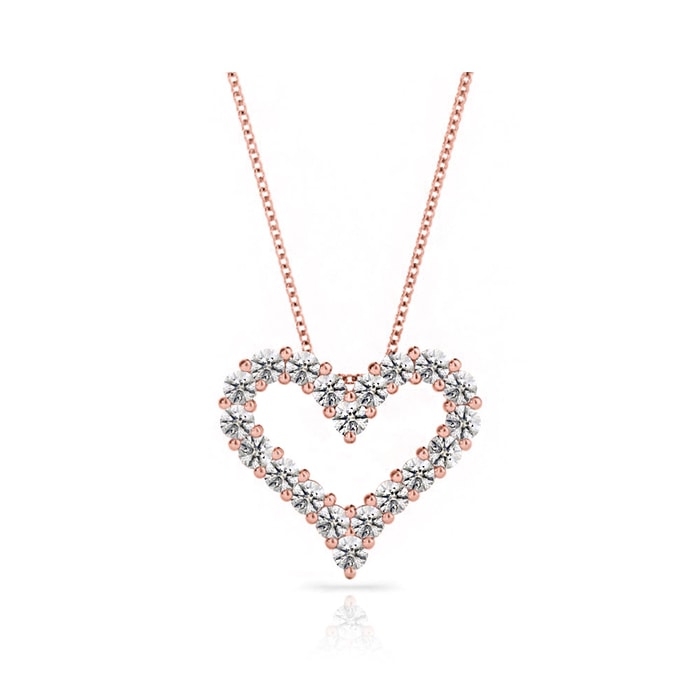 Rose Gold Heart Necklace With Diamonds