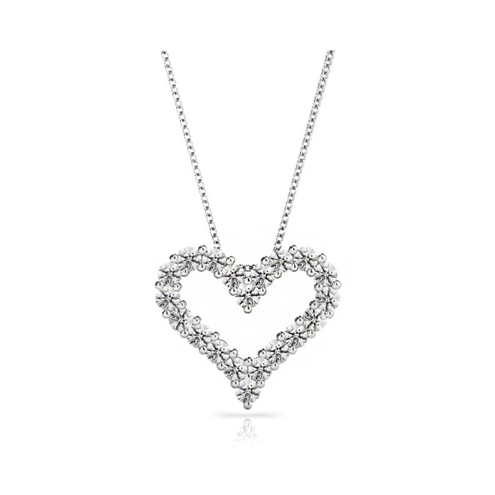 White Gold Heart Shaped Diamond Necklace