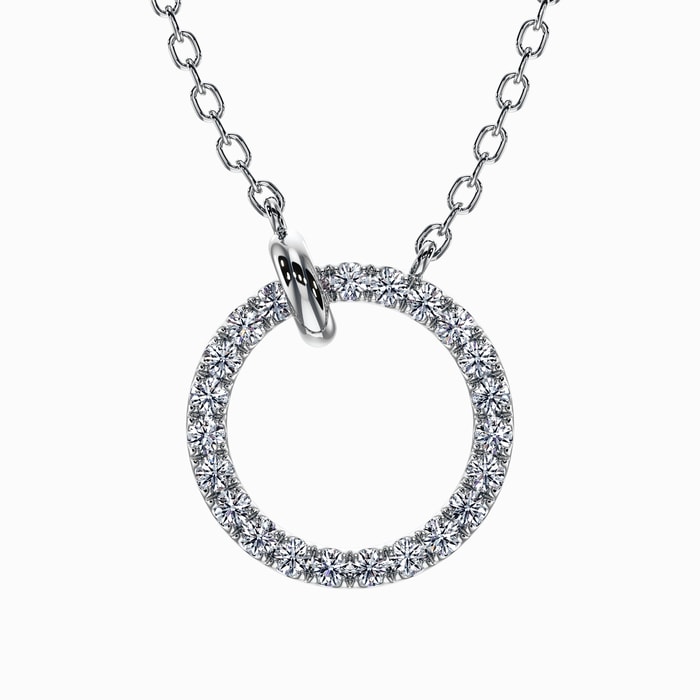 Lab Diamond Circle Pendant in White Gold (0.45 carat)