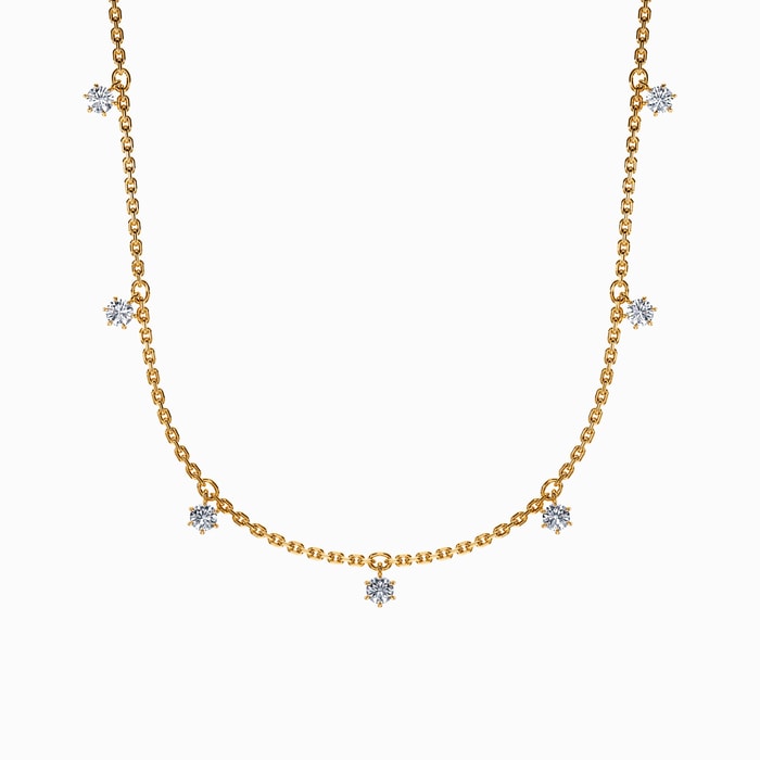 Lab Diamond Station Necklace in Yellow Gold (0.67 Carat)