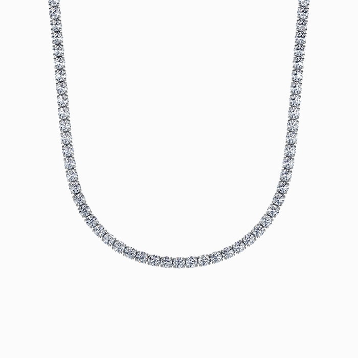 Lab Diamond Tennis Necklace in White Gold (10.00 carat)