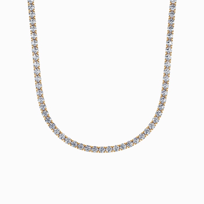 Lab Diamond Tennis Necklace in Yellow Gold (10.00 carat)