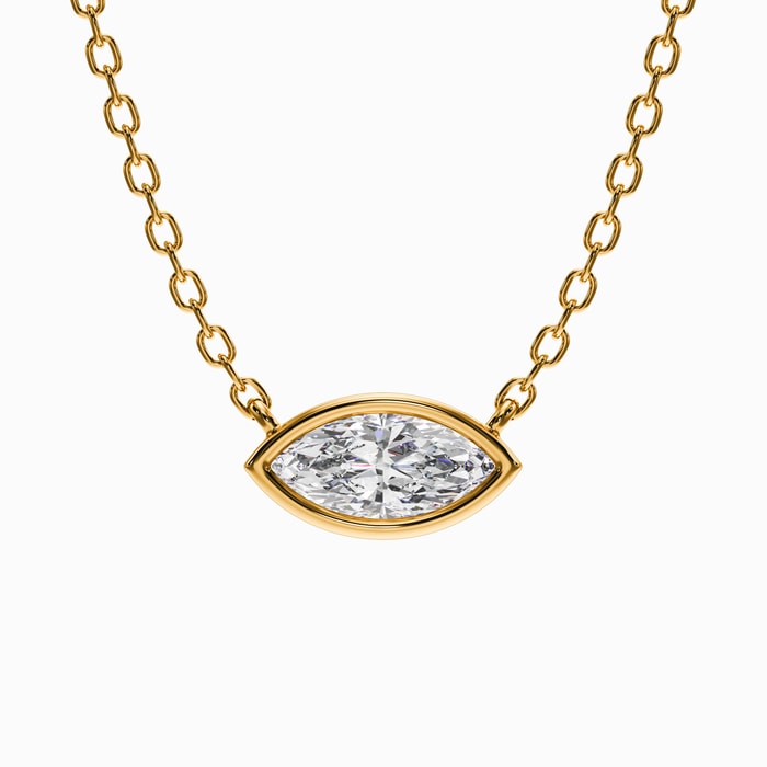 Marquise Lab Diamond Bezel Pendant in Yellow Gold (1.00 carat)