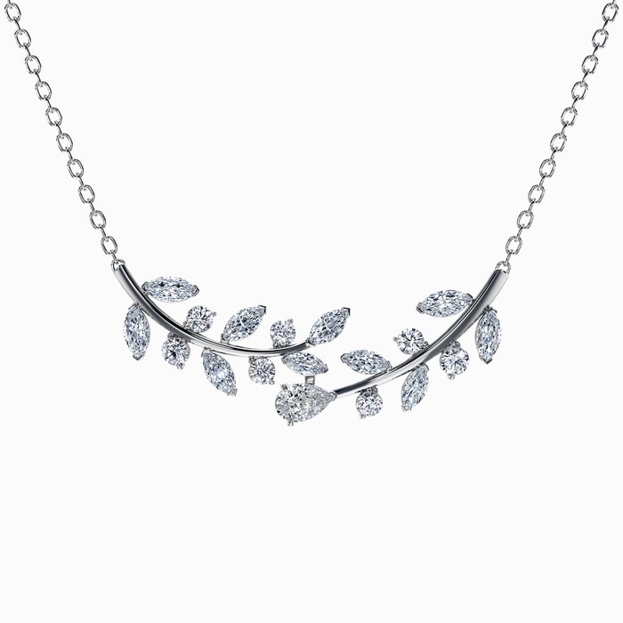 Mix Shape Lab Diamond Leaf Pendant in White Gold (2.50 Carat)