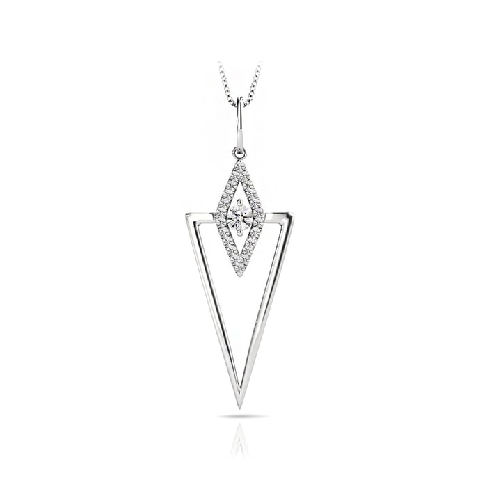 Triangle Diamond Pendant Necklace In White Gold