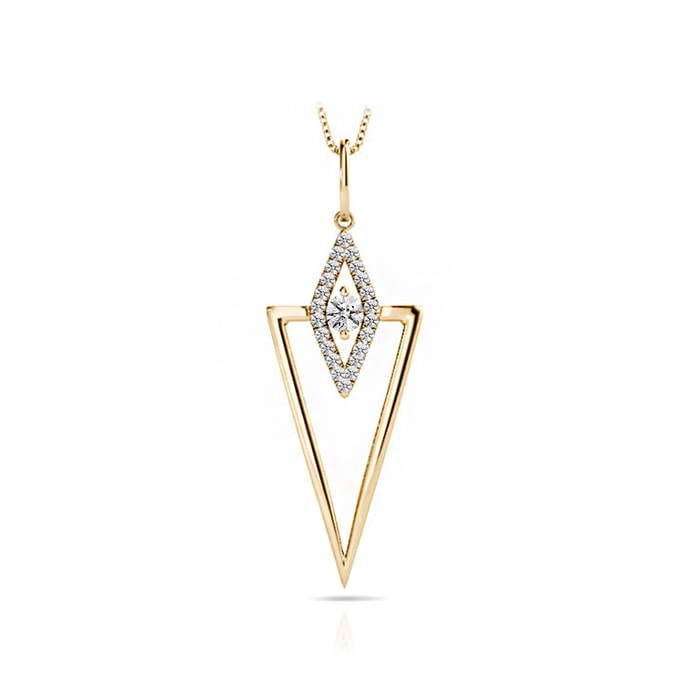 Triangle Diamond Pendant Necklace In Yellow Gold
