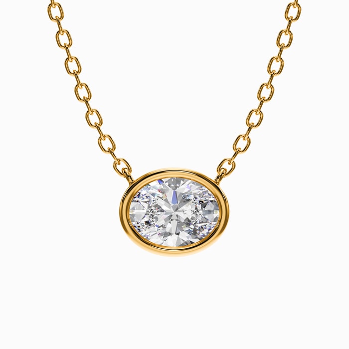 Oval Lab Diamond Bezel Pendant in Yellow Gold (2.00 carat)