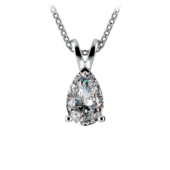 1 1/2 Carat Pear Shaped Diamond Necklace In White Gold