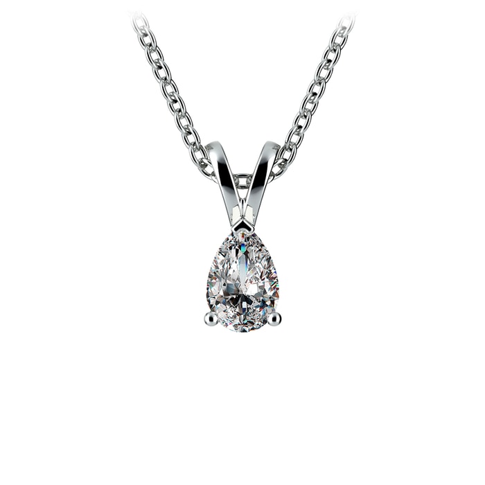 Pear Shaped Diamond Necklace In White Gold (1/3 Ctw)