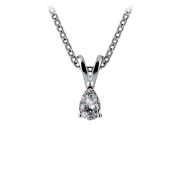 Pear Shaped Diamond Pendant Necklace In White Gold (1/5 ctw)