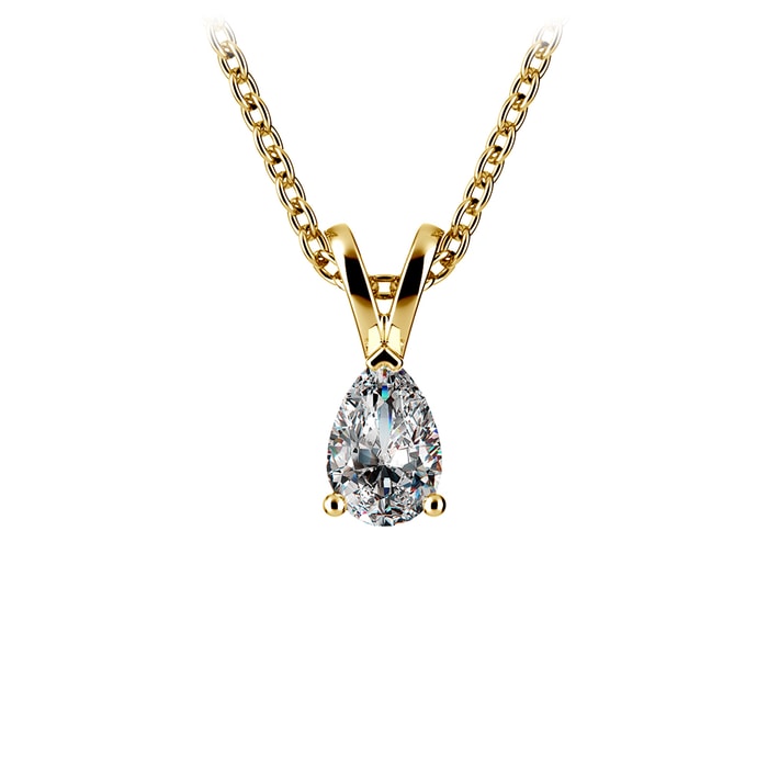 Pear Shaped Diamond Necklace In Yellow Gold (1/3 Ctw)