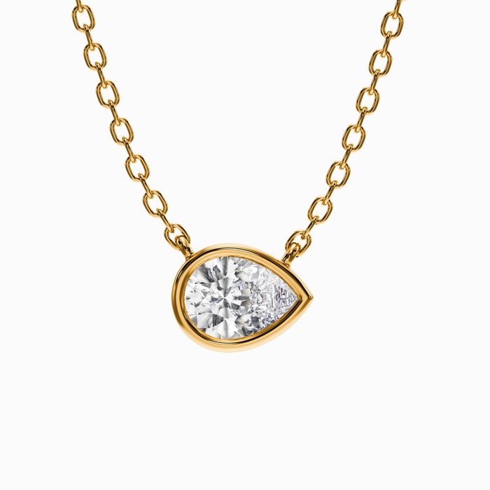 Pear Lab Diamond Bezel Pendant in Yellow Gold (1.00 carat)