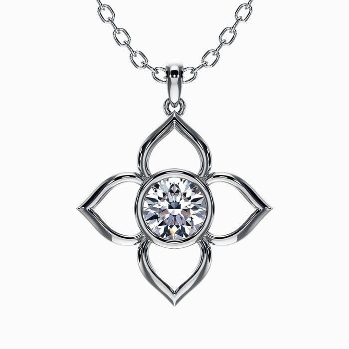 Petal Lab Diamond Pendant in White Gold (0.95 Carat)