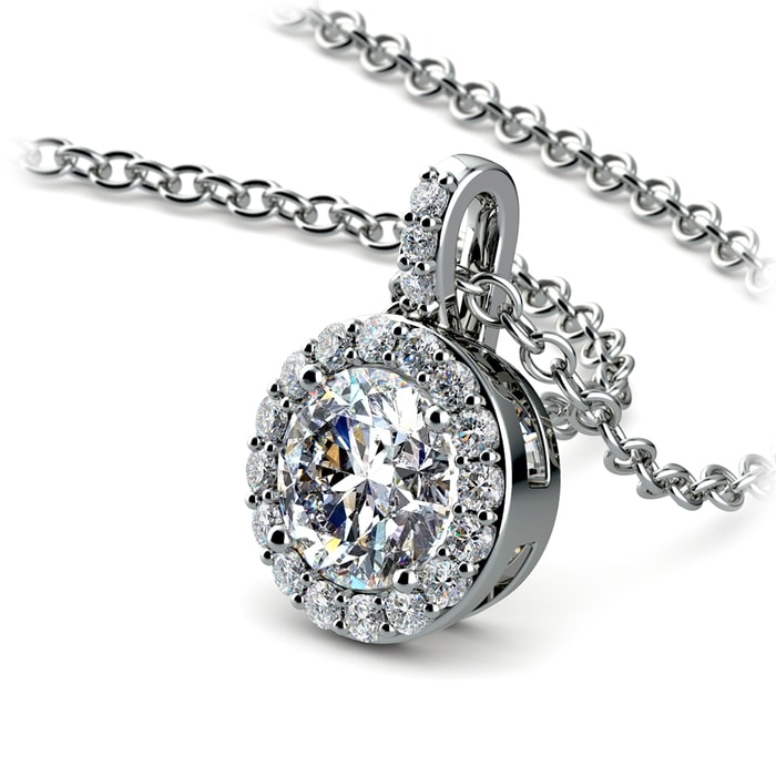 Petite Diamond Halo Pendant Setting In Platinum