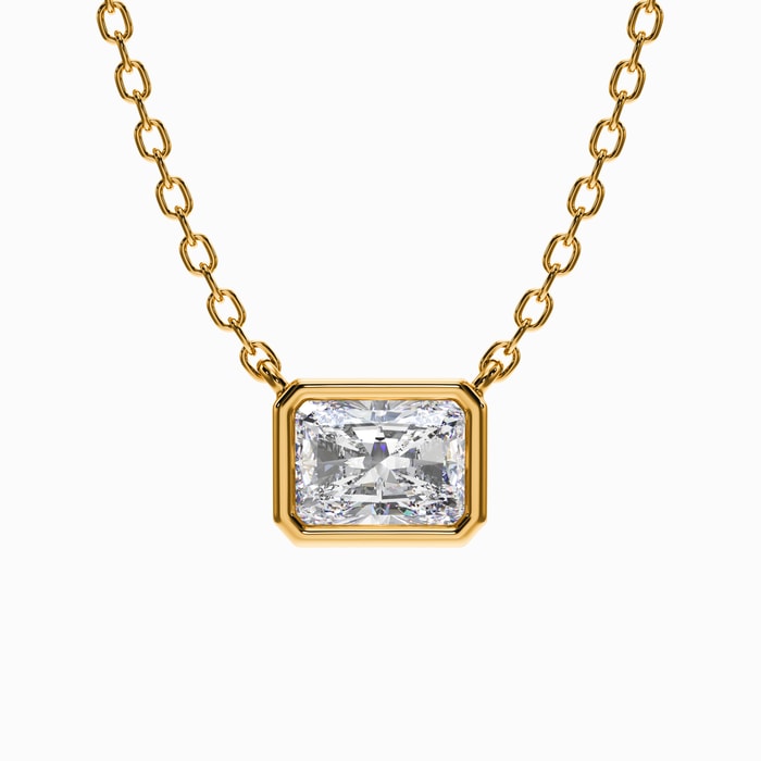 Radiant Lab Diamond Bezel Pendant in Yellow Gold (2.00 carat)