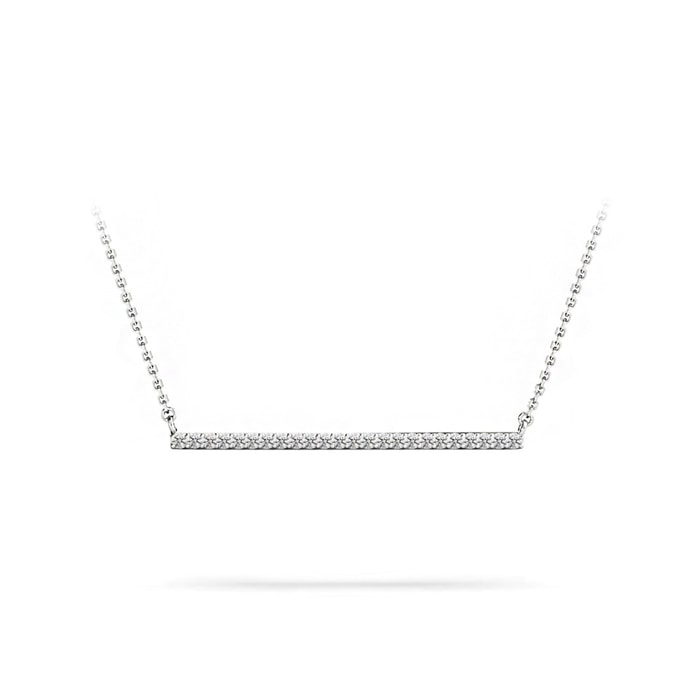 Diamond Row Necklace In White Gold - Single Bar