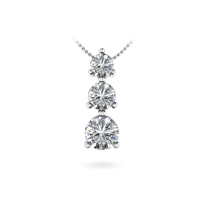 Three Stone Diamond Pendant in White Gold (2/5)