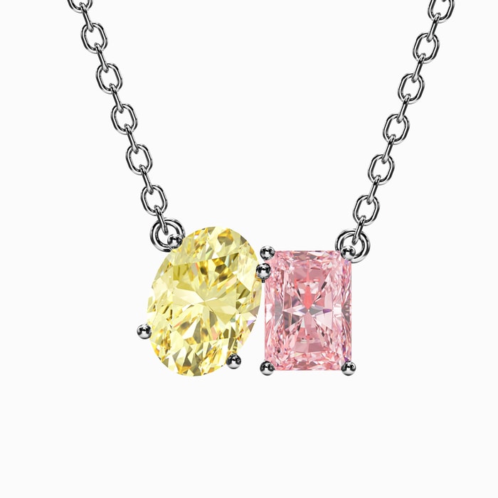 Toi et Moi Two-Tone Lab Diamond Pendant in White Gold