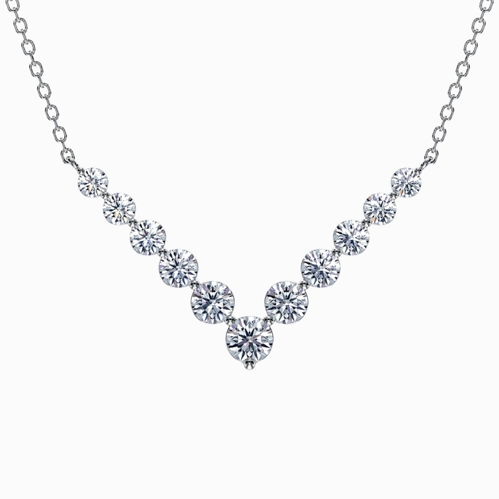 V Shape Lab Diamond Necklace in White Gold (5.00 carat)