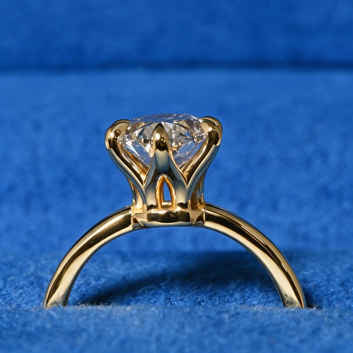 1.80 Carat Lab Oval Diamond Royal Six-Prong Engagement Ring in Yellow Gold