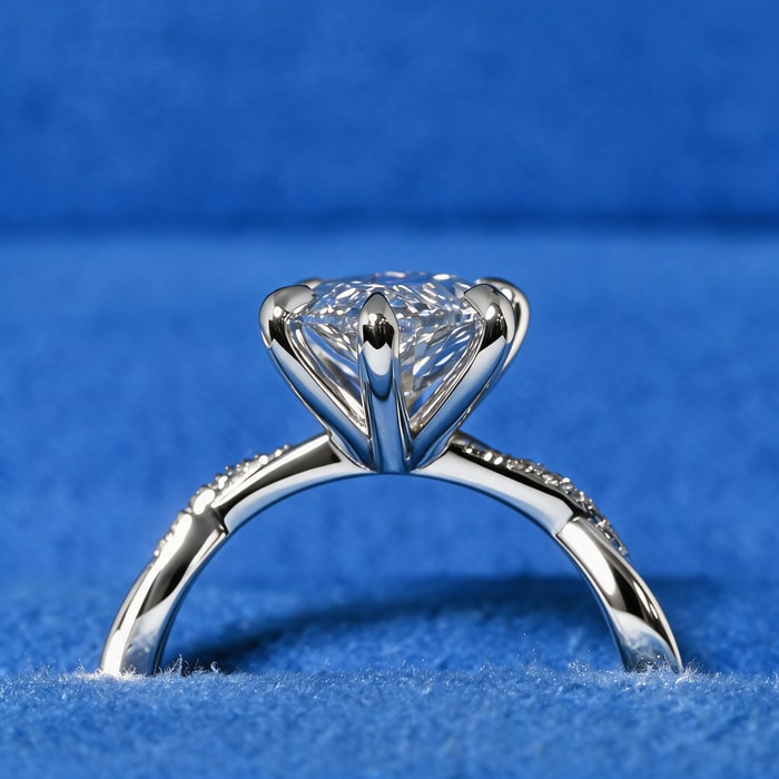 2.72 Carat Lab Marquise Diamond Twisted Band Diamond Engagement Ring in White Gold