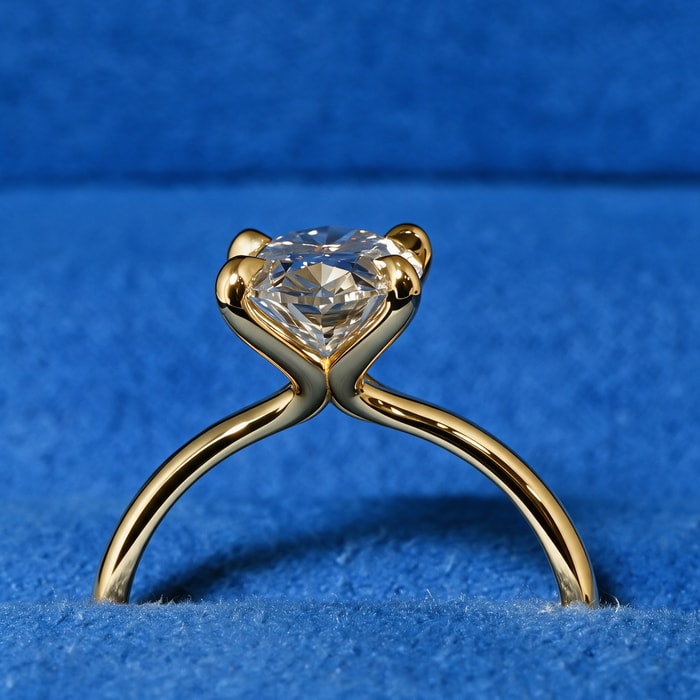3.00 Carat Lab Oval Diamond Blooming Solitaire Engagement Ring in Yellow Gold