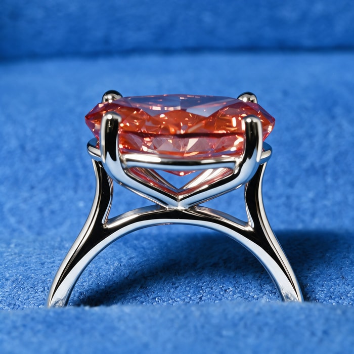 8.04 Carat Lab Oval Fancy Vivid Pink Diamond East West Solitaire Engagement Ring in White Gold