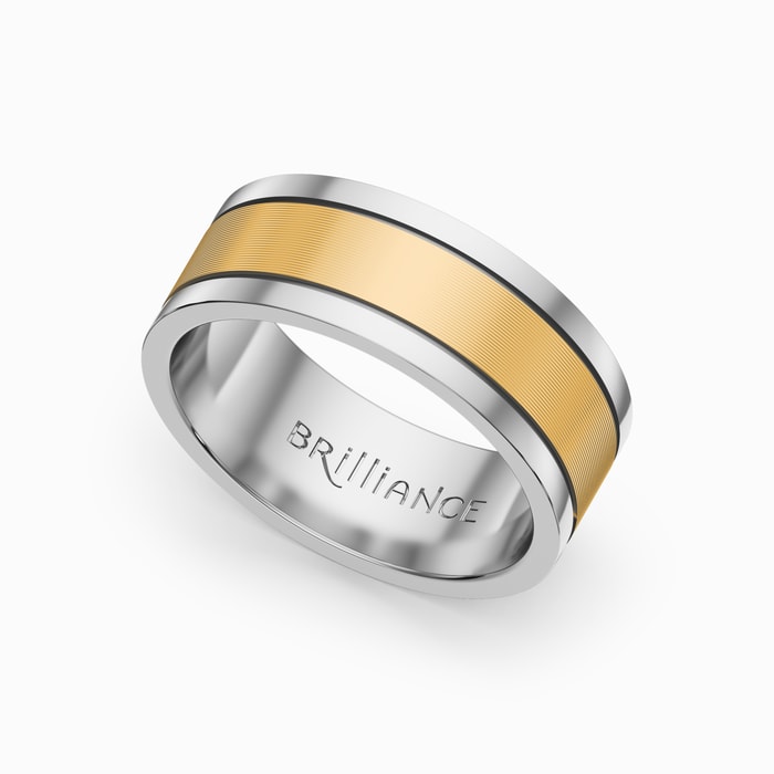 Yellow Gold Inlay Men's Wedding Ring in Titanium (8mm)
