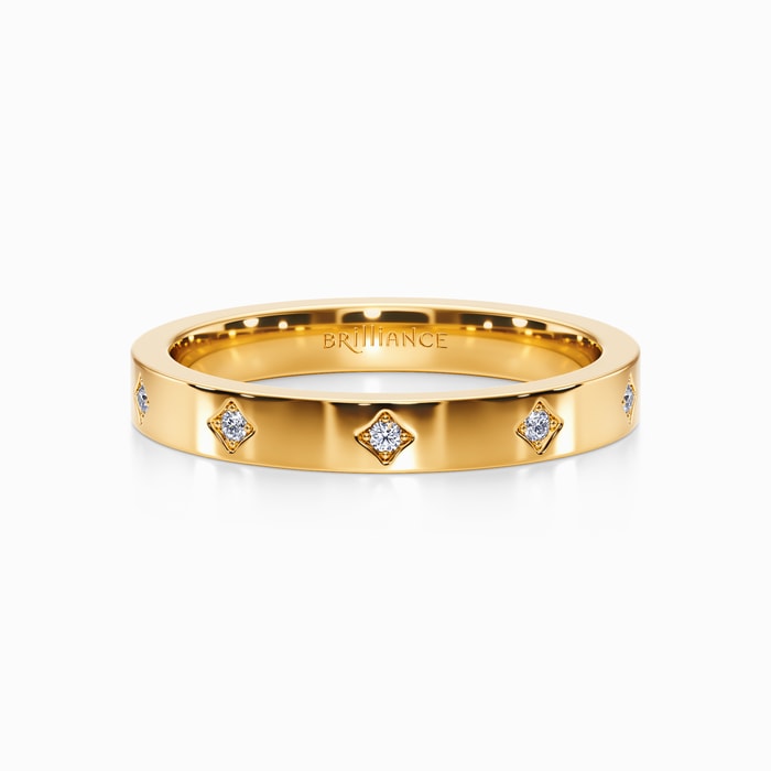 Accent Diamond Wedding Band in Yellow Gold