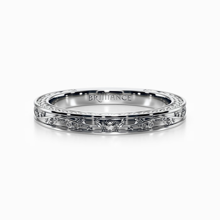 Antique Floral Wedding Ring in Platinum