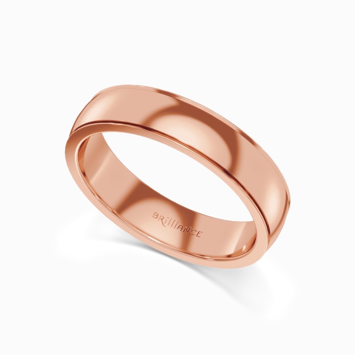 Step Edge Men's Wedding Ring in Rose Gold (5 mm)