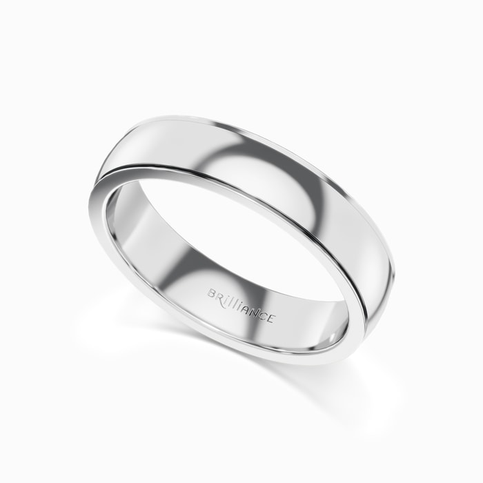 Step Edge Men's Wedding Ring in White Gold (5 mm)