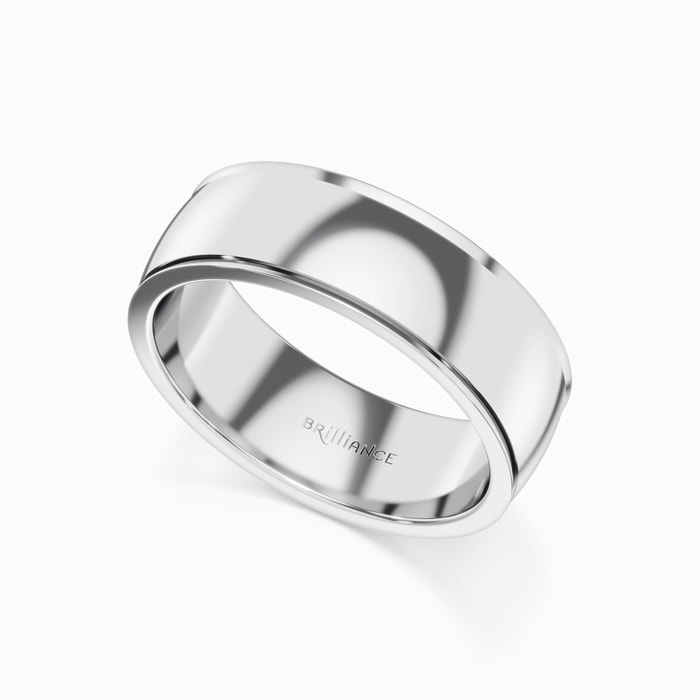 Step Edge Men's Wedding Ring in White Gold (7 mm)