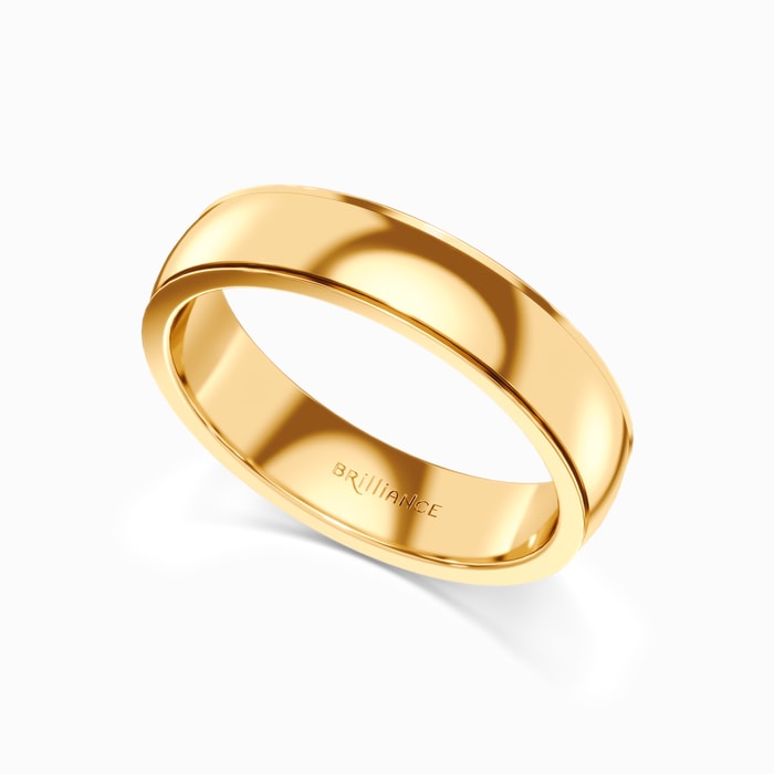 Step Edge Men's Wedding Ring in Yellow Gold (5 mm)
