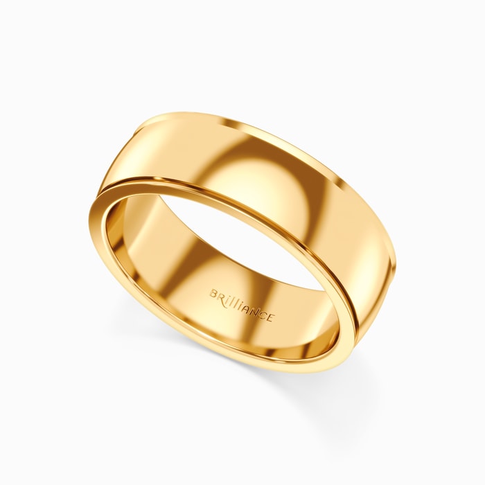 Step Edge Men's Wedding Ring in Yellow Gold (7 mm)