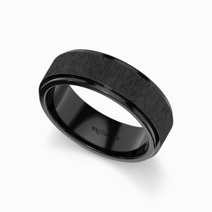 Beveled Men's Wedding Ring in Black Titanium (7 mm)